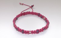 Pulsera de algodón con bolas rocalla. ref.PA007