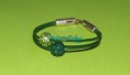 Pulsera hilo cuero, bolas strass, cierre Zamak ref.P010
