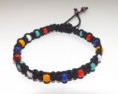 Pulsera de algodón con rocallas de varios colores ref.PA012