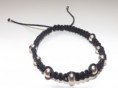 Pulsera de algodón, con bolas metálicas lisas. ref. PA011